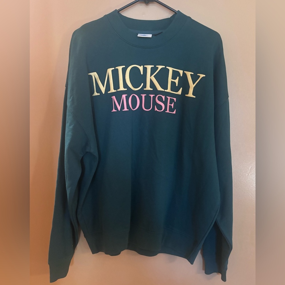 Mickey Mouse Green Sweatshirt Medium NWOT